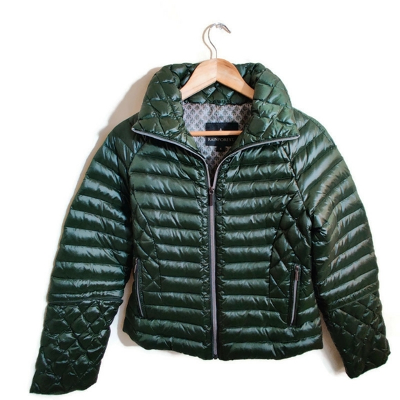 RAINFOREST Women's Emerald Green Down Full Zip Up Insulated Hood Puffer Jacket S - Picture 1 of 12